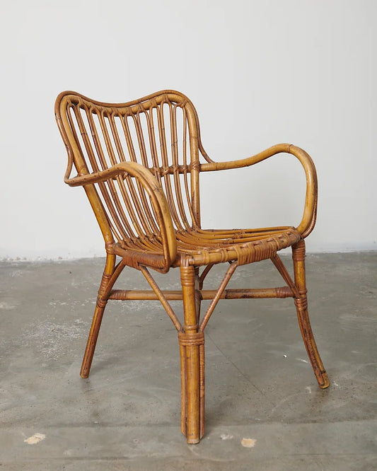 RATTAN SIDE TABLE & CHAIR SET