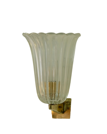 TRIO OF CLEAR IRIDESCENT MURANO GLASS SCONCES