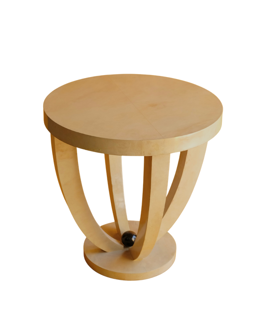 LARGE IVORY PARCHMENT SIDE TABLE