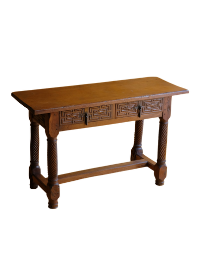 SPANISH HAND CARVED TWIN DRAWER CONSOLE