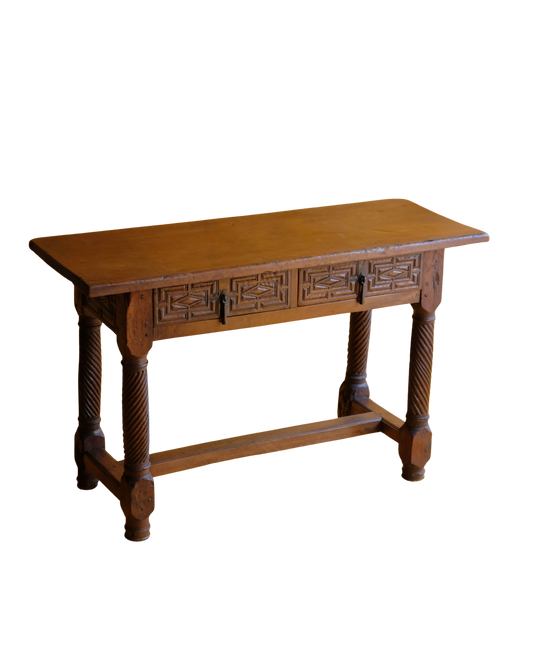 SPANISH HAND CARVED TWIN DRAWER CONSOLE