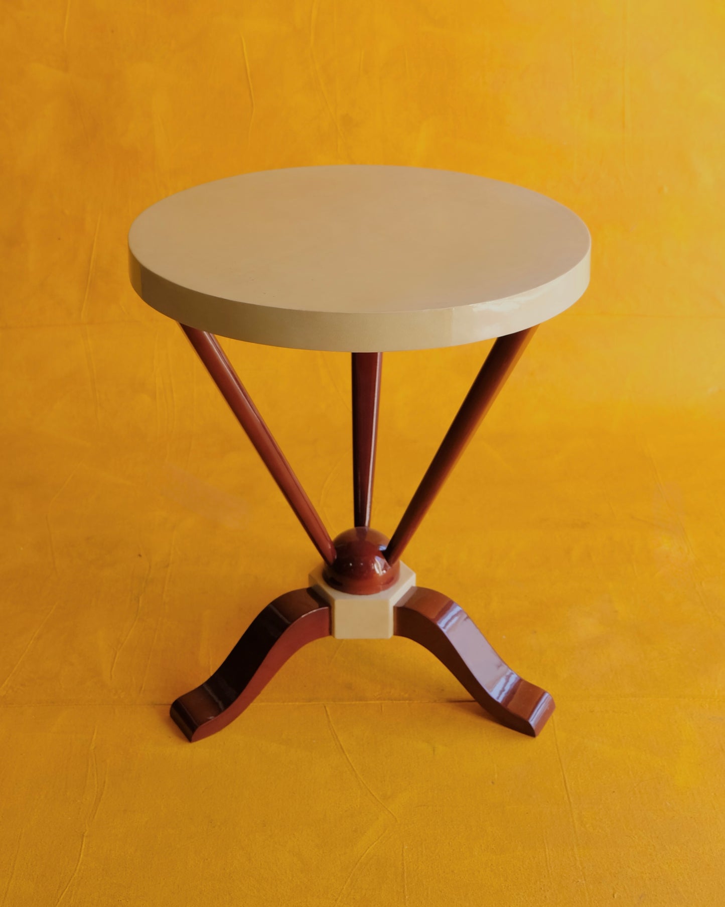 ROSEWOOD ART DECO PARCHMENT SIDE TABLE