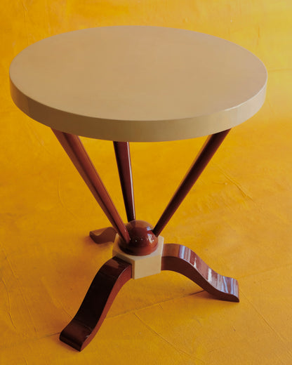 ROSEWOOD ART DECO PARCHMENT SIDE TABLE