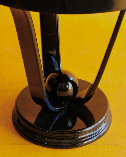EBONIZED ART DECO PARCHMENT SIDE TABLE