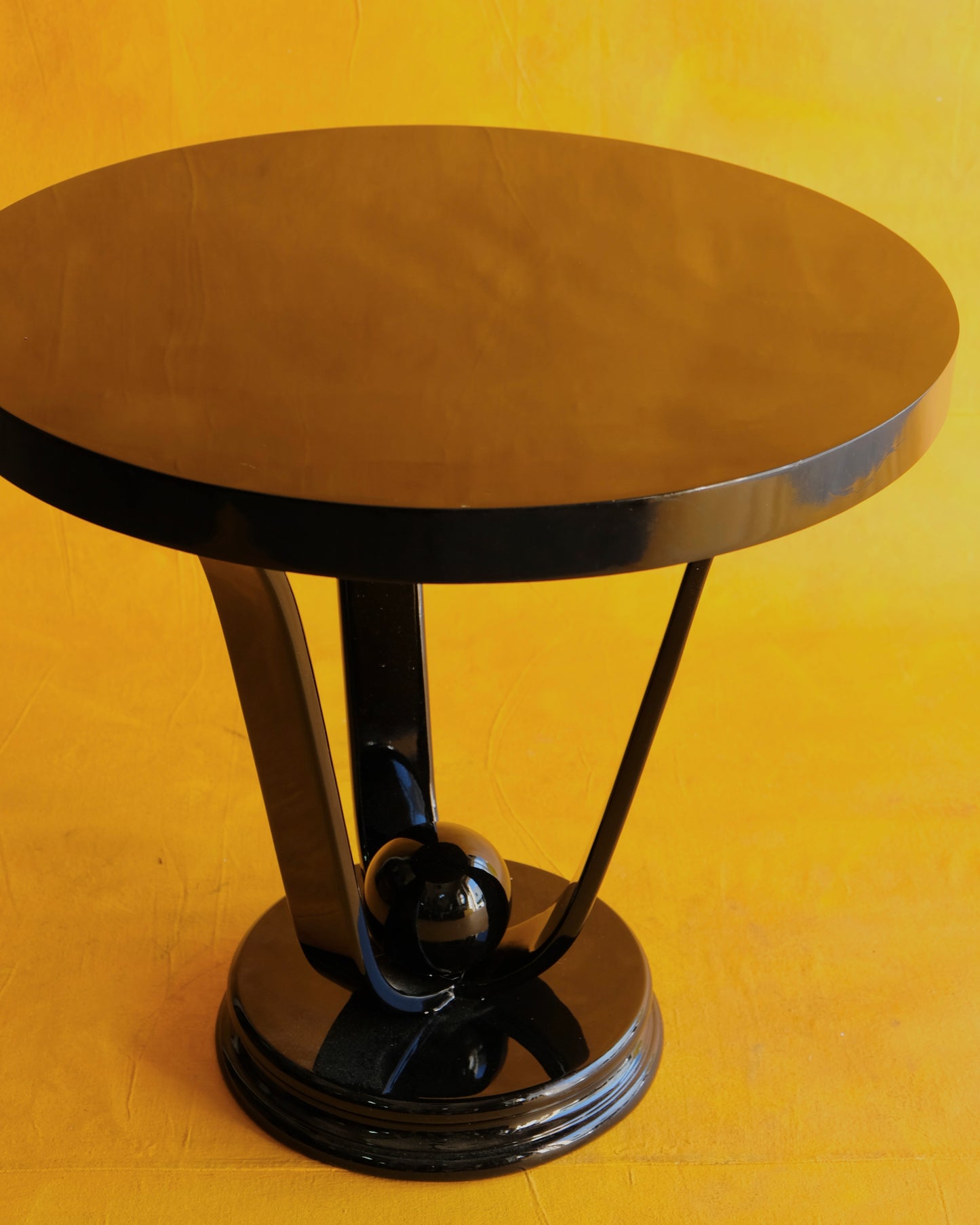 EBONIZED ART DECO PARCHMENT SIDE TABLE