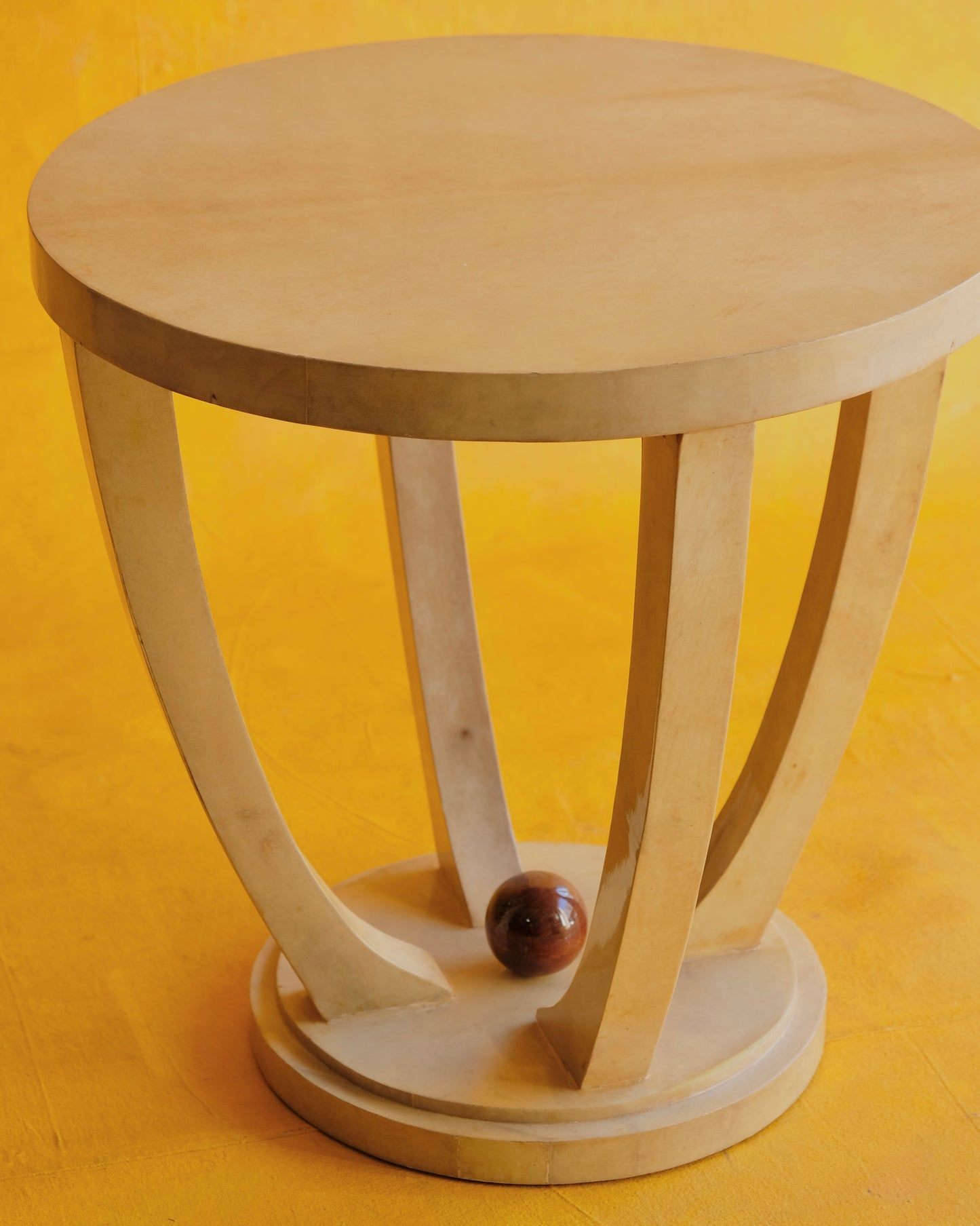 IVORY ART DECO PARCHMENT SIDE TABLE