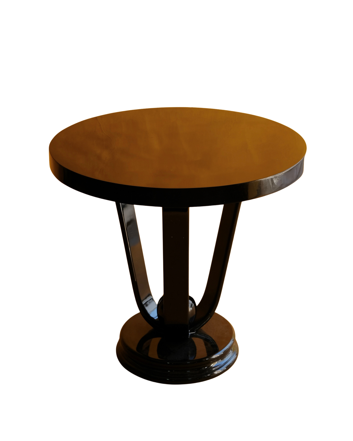 EBONIZED ART DECO PARCHMENT SIDE TABLE