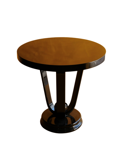 EBONIZED ART DECO PARCHMENT SIDE TABLE