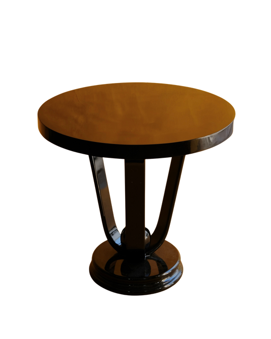 EBONIZED ART DECO PARCHMENT SIDE TABLE