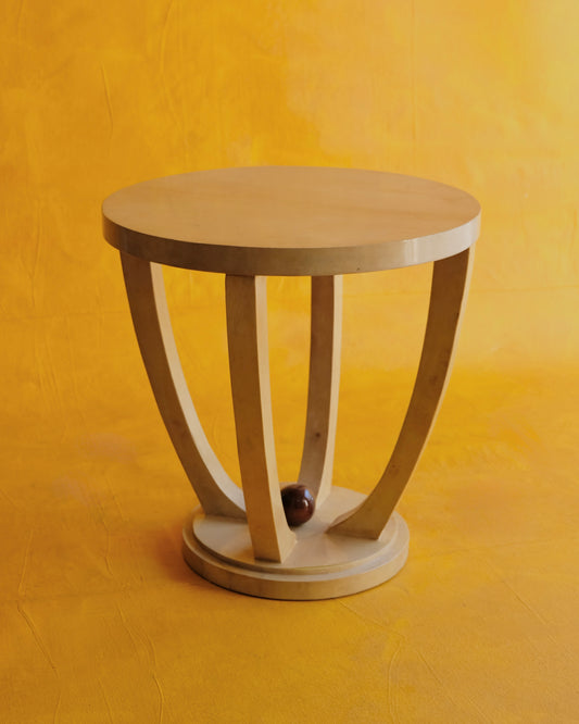 IVORY ART DECO PARCHMENT SIDE TABLE