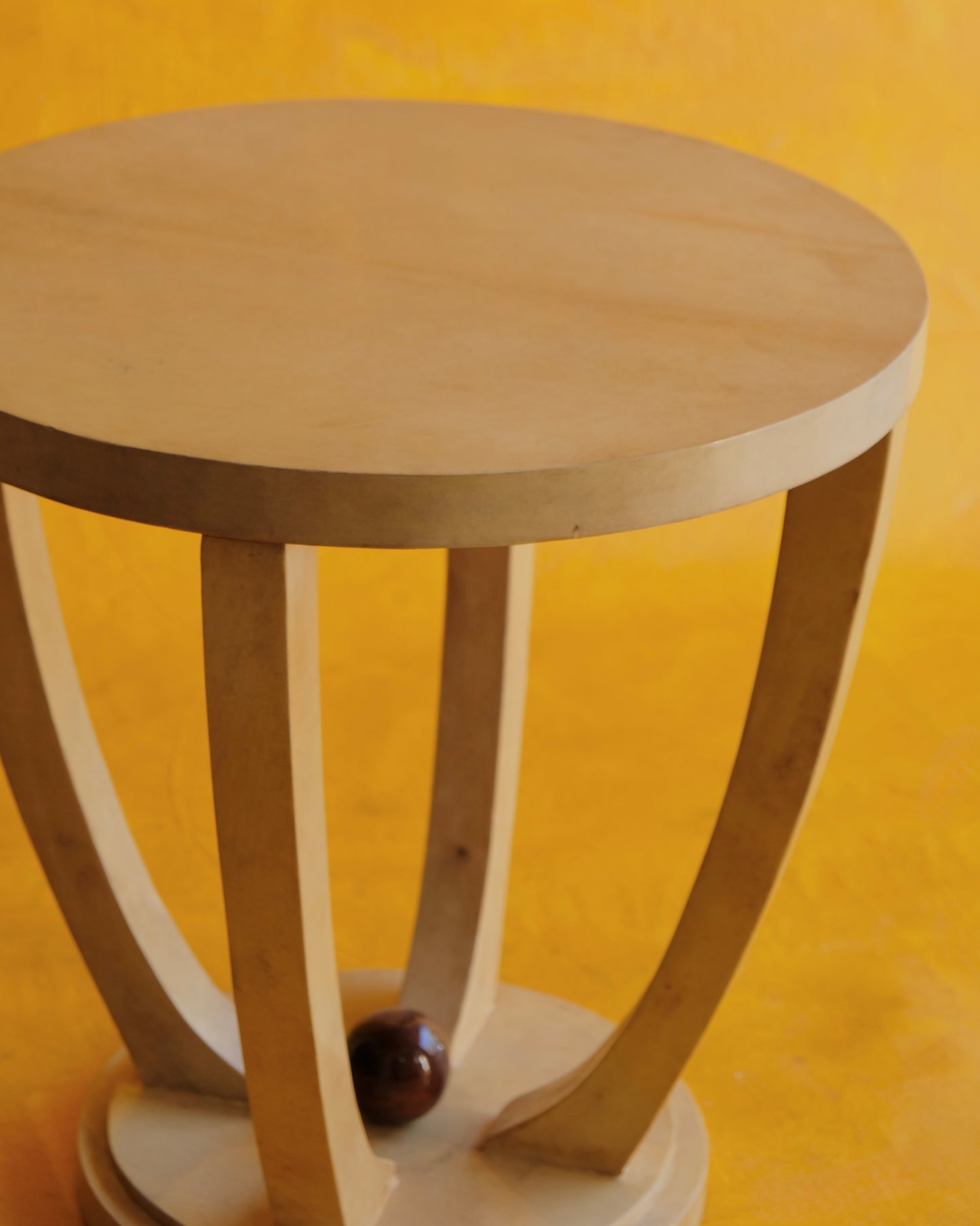 IVORY ART DECO PARCHMENT SIDE TABLE