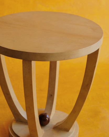 IVORY ART DECO PARCHMENT SIDE TABLE