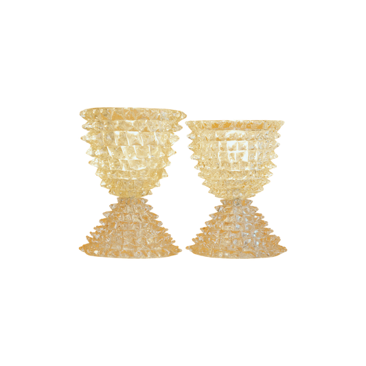 PAIR OF TAPERED MURANO GLASS ROSTRATO TABLE LAMPS