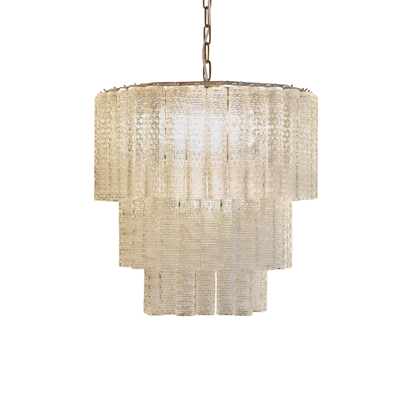 THREE TIERED WATERFALL CHANDELIERS w. CIRCLE DETAIL