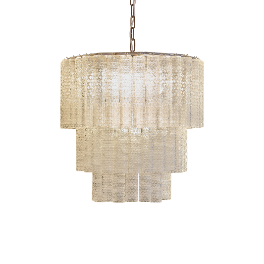 THREE TIERED WATERFALL CHANDELIERS w. CIRCLE DETAIL