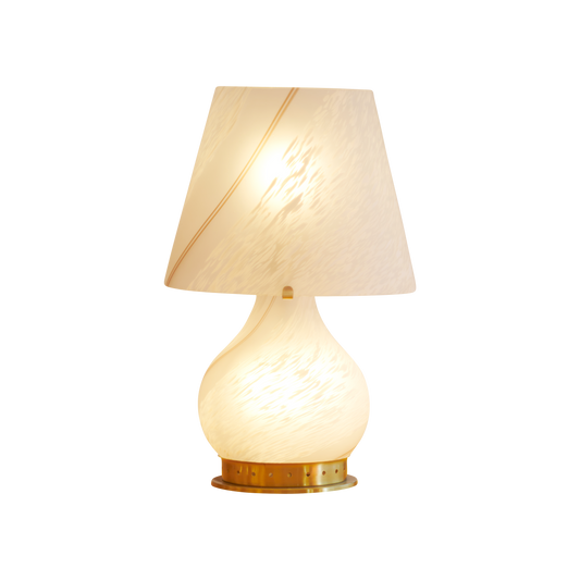 PAIR OF TWIN LIGHT SWIRLED MURANO GLASS TABLE LAMPS