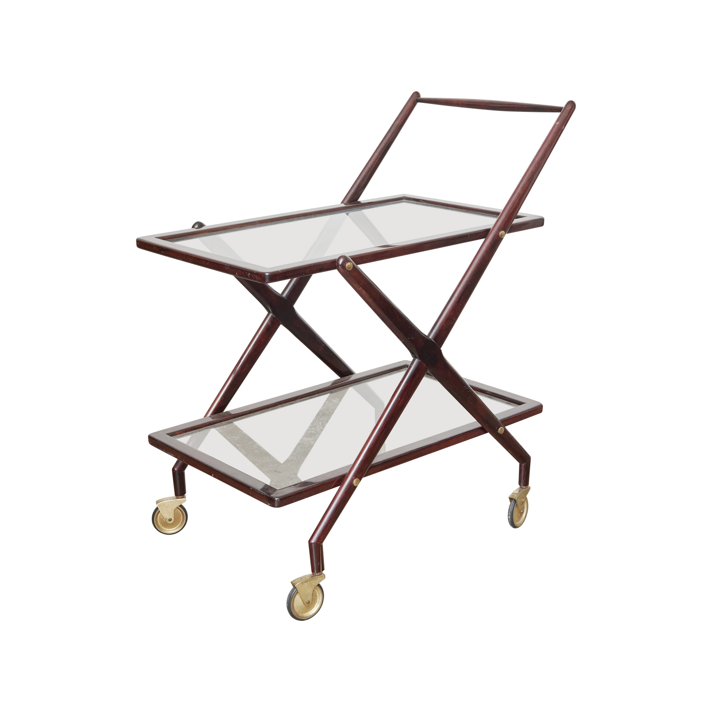 TWO TIERED ROSEWOOD BAR CART