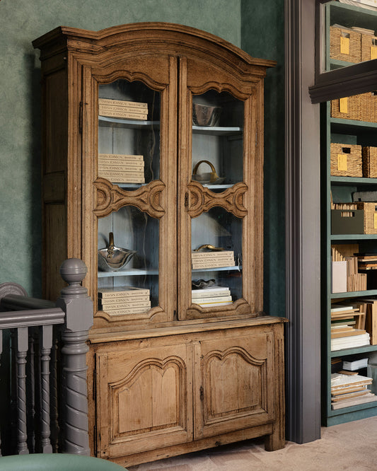 TALL FRENCH OAK BUFFET w. STORAGE