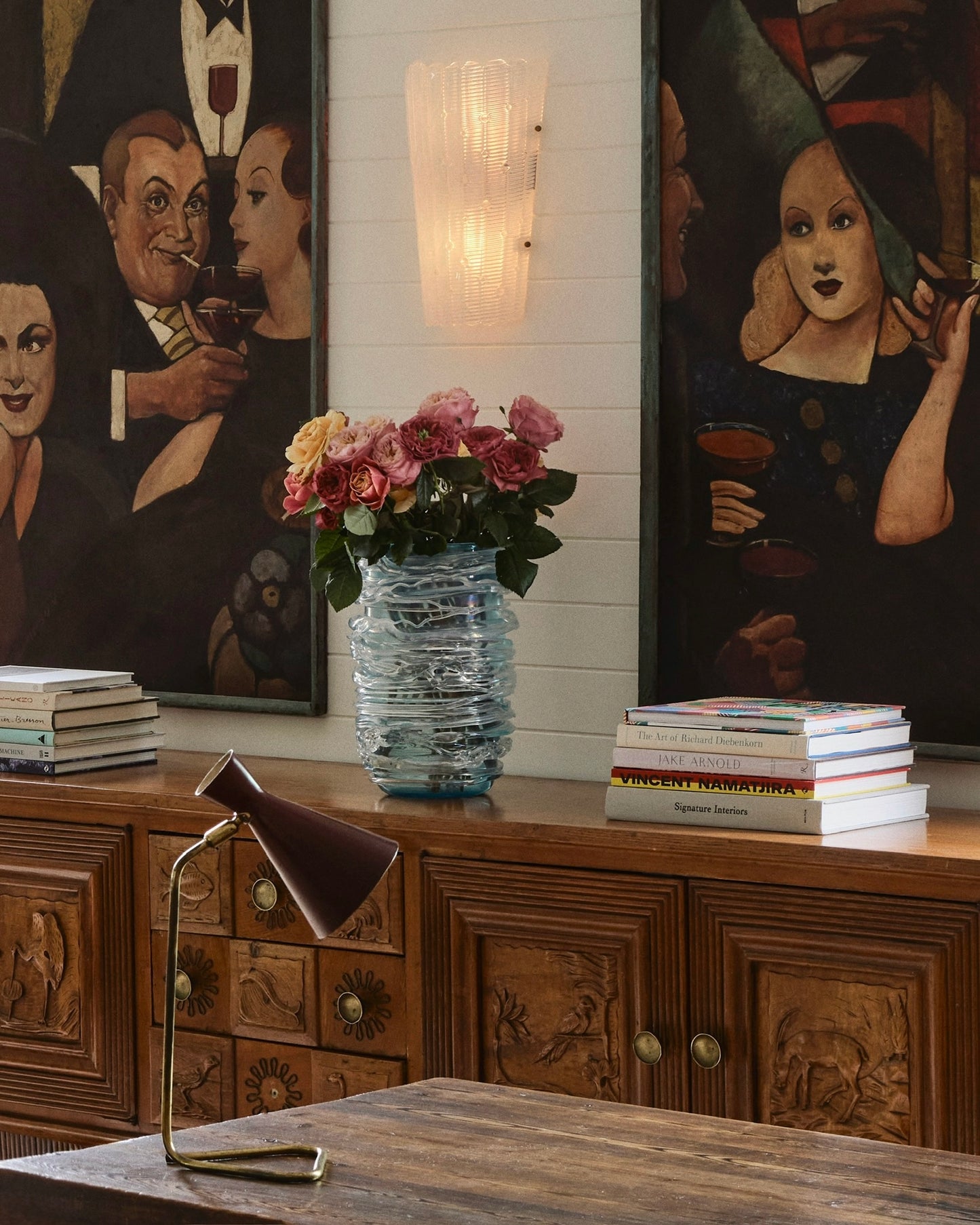 BLUE MURANO VASE w. TEXTURED SWIRLS