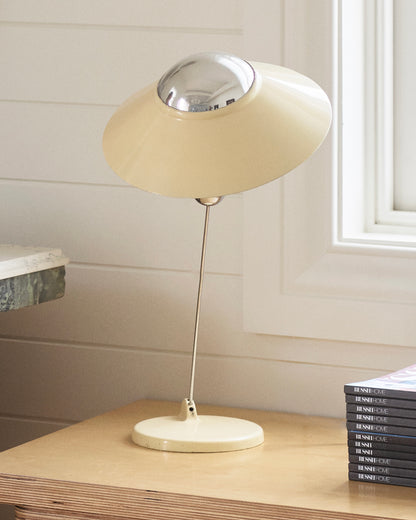 MODERNIST METAL & CHROME SAUCER TABLE LAMP