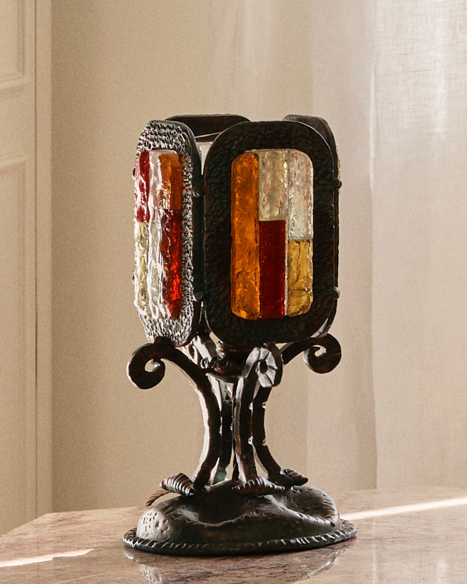 MULTI-COLOURED FOUR PANEL BRUTALIST LAMP