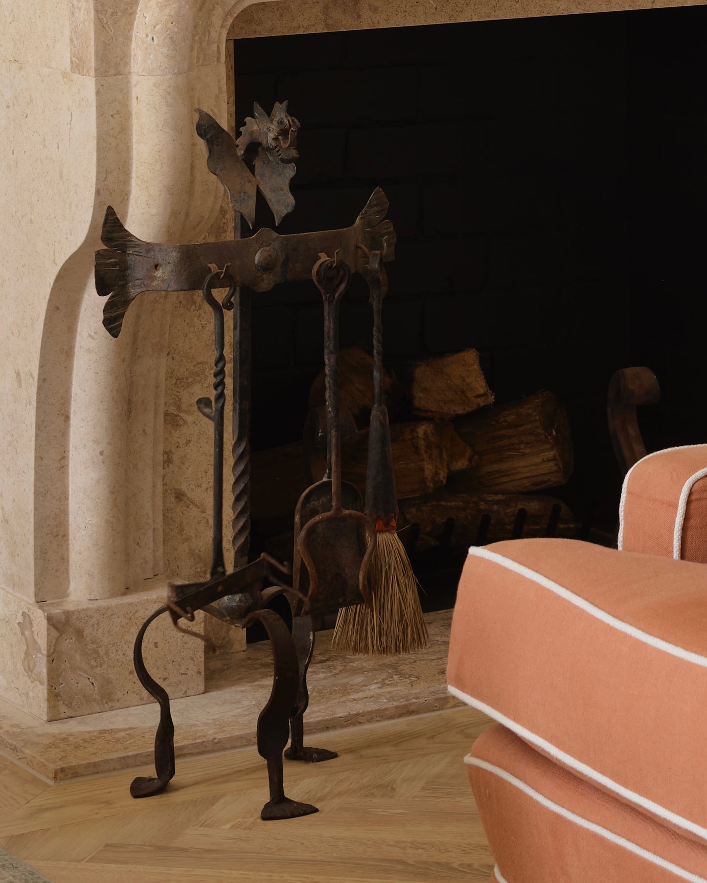 GOTHIC REVIVAL WROUGHT IRON DRAGON FIRE TIDY
