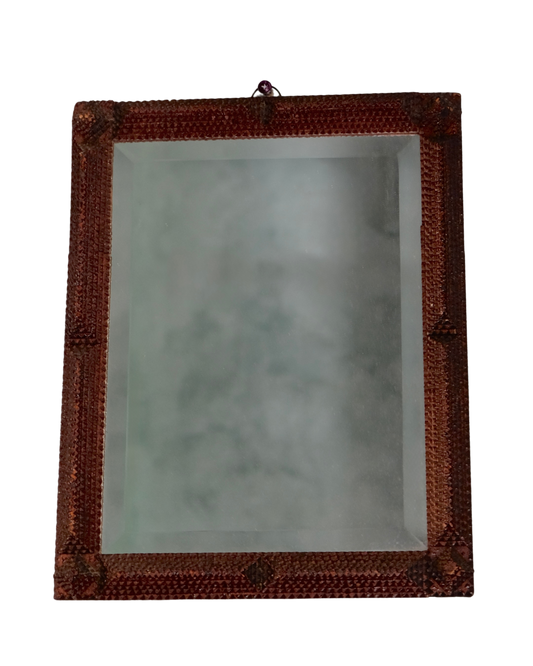 LARGE TRAMP ART WOODEN MIRROR