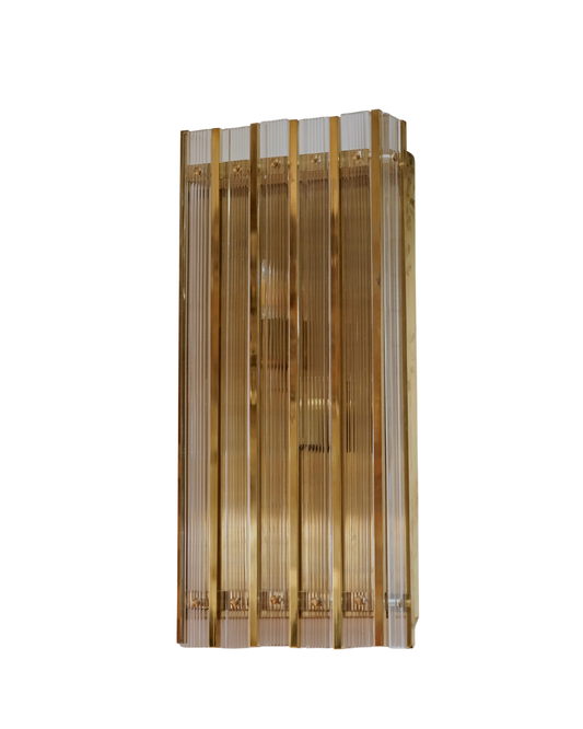 GOLD GRID BOX LIGHT SCONCE
