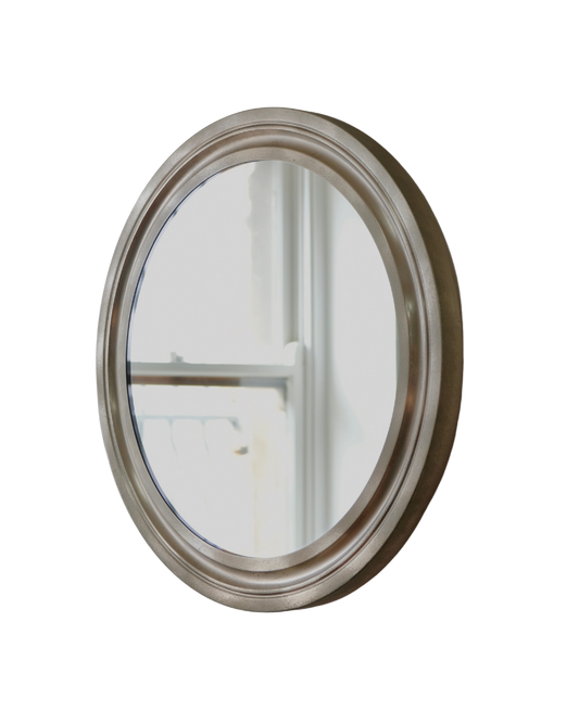 MID-CENTURY ITALIAN ROUND ALUMINIUM MIRROR