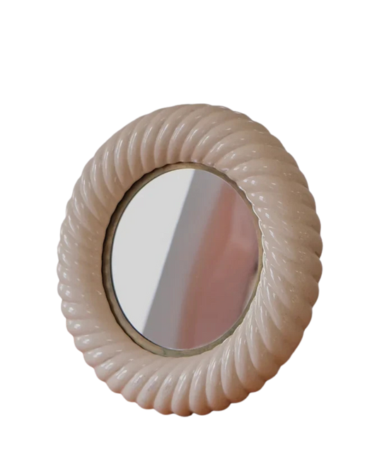 CERAMIC TWIST VANITY MIRROR w. BRASS FRAME