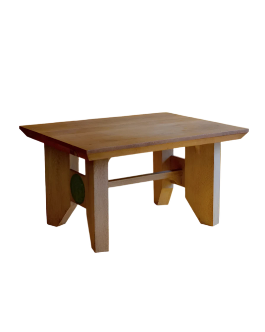 EUROPEAN OAK FARM TABLE w. GREEN MEDALLION