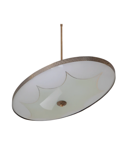 FONTANA ARTE GLASS SAUCER PENDANT w. BRASS DETAIL
