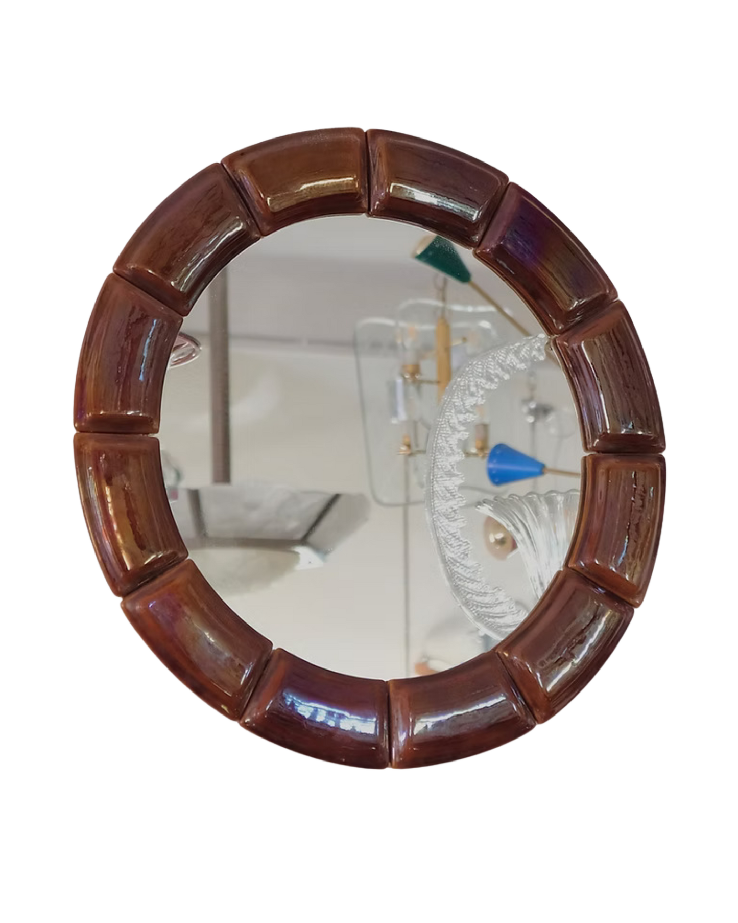 GLAZED TILE MIRROR w. IRIDESCENT FINISH