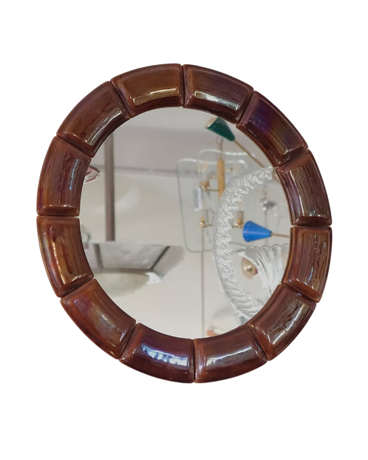 GLAZED TILE MIRROR w. IRIDESCENT FINISH