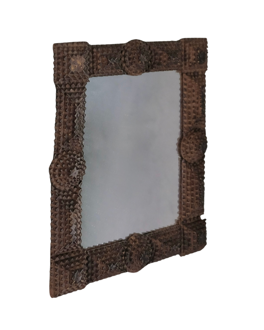 MEDIUM TRAMP ART WOODEN MIRROR