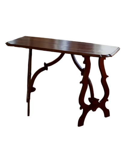 SPANISH WALNUT RECTANGULAR DEMI-LUNE CONSOLE TABLE