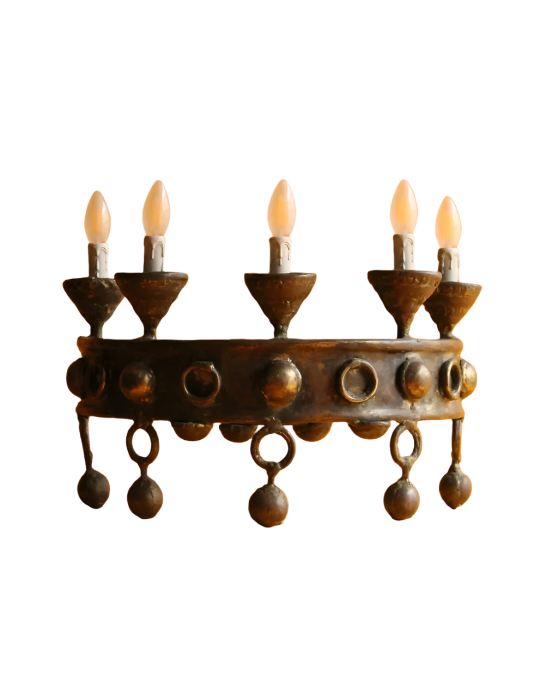 WROUGHT IRON SCULPTURAL FIVE ARM WALL LIGHT