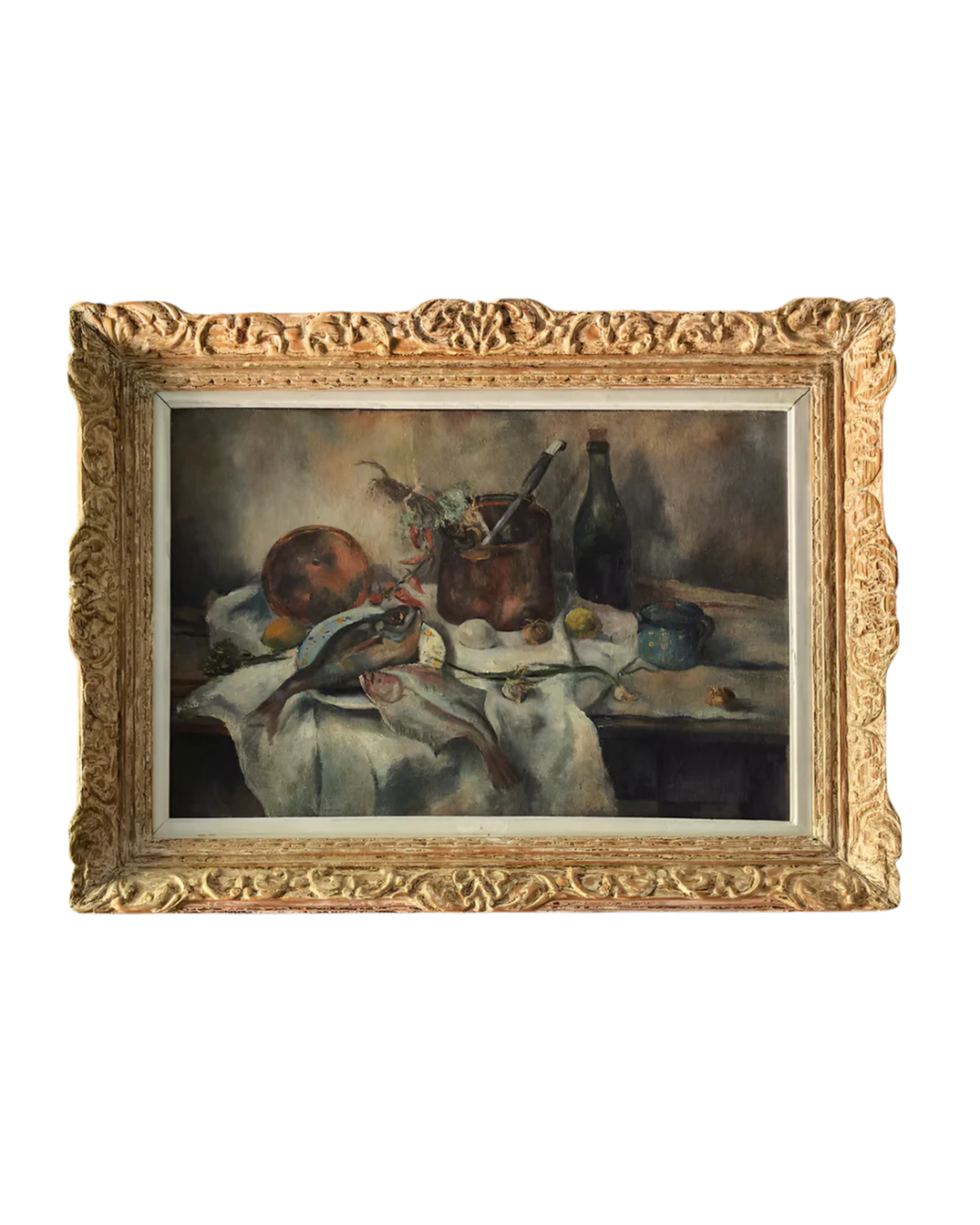 STILL LIFE OIL PAINTING w. CARVED FRAME