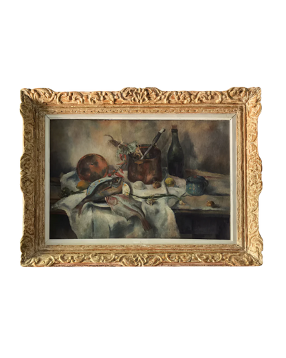STILL LIFE OIL PAINTING w. CARVED FRAME