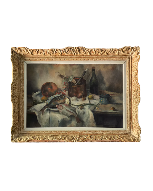 STILL LIFE OIL PAINTING w. CARVED FRAME