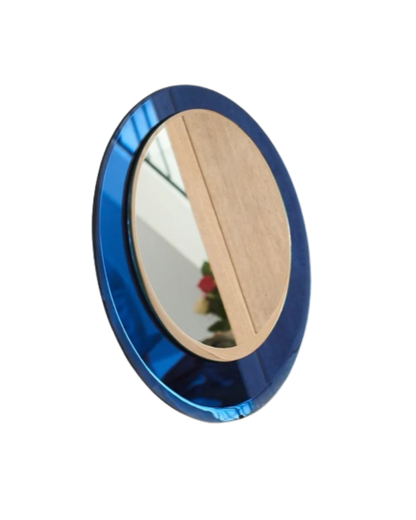 SKY BLUE GLASS FRAMED MIRROR