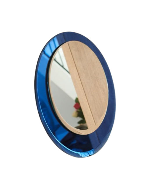 SKY BLUE GLASS FRAMED MIRROR