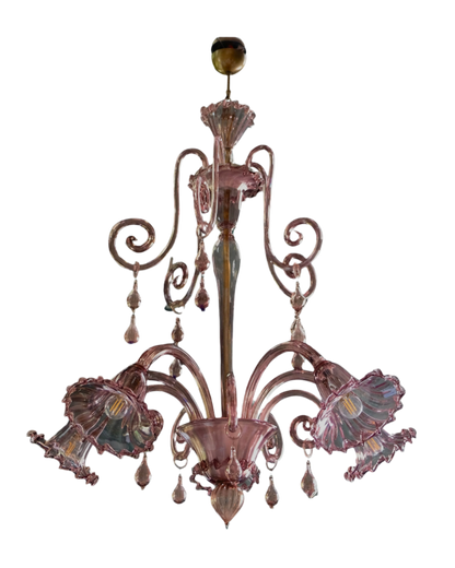PINK MURANO GLASS VENETIAN CHANDELIER