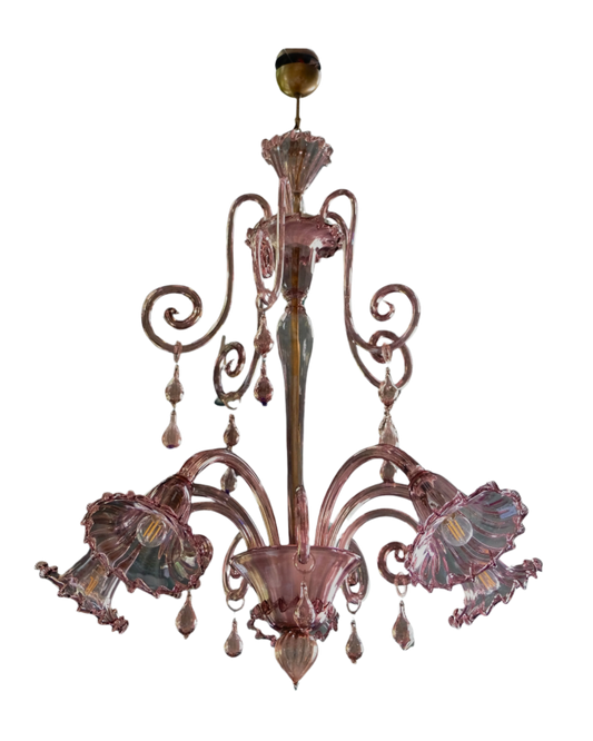 PINK MURANO GLASS VENETIAN CHANDELIER