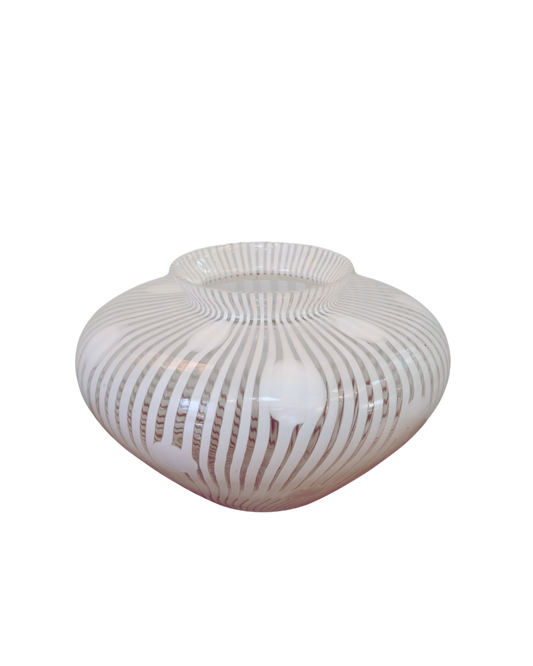 WHITE MURANO SWIRL VASE