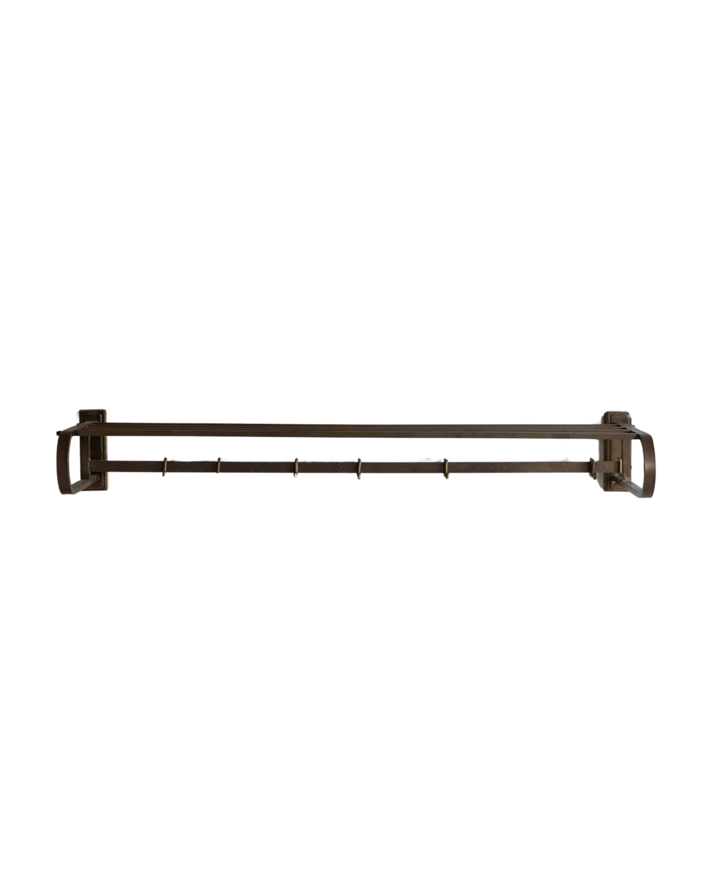 BRASS SEVEN HOOK TRAIN COAT RACK