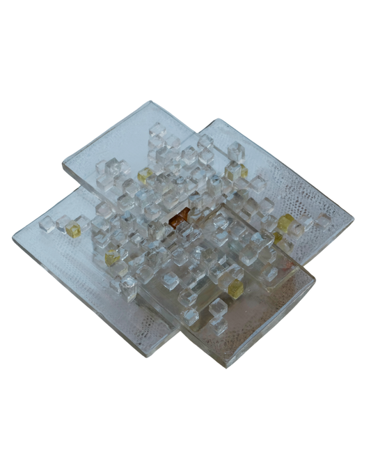LAYERED SQUARE MURANO GLASS SCONCE w. AMBER CENTRE