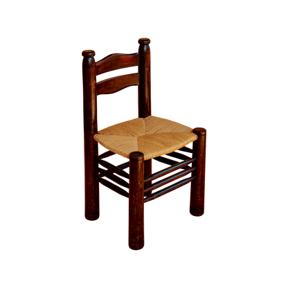 PAIR OF WALNUT RUSH SIDE CHAIRS