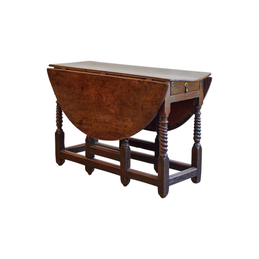 WOODEN GATE LEG TABLE w. DRAWER