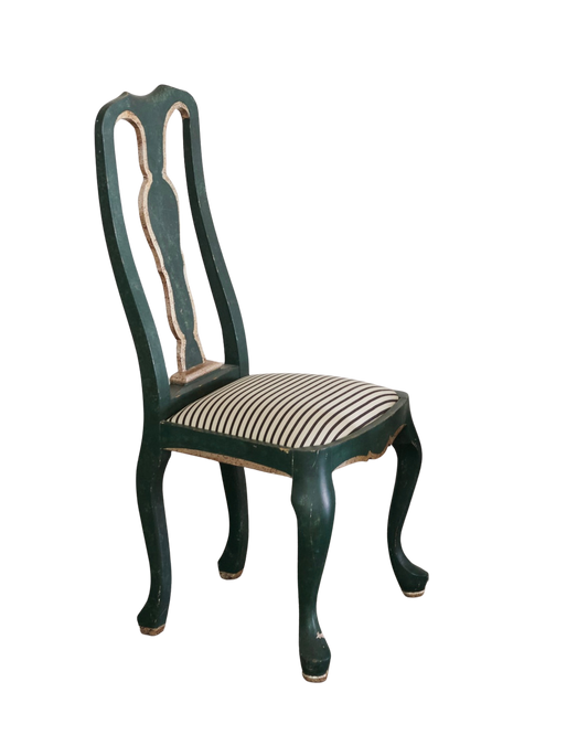 PAIR OF REGENCY FORREST GREEN & GILT DINING CHAIRS